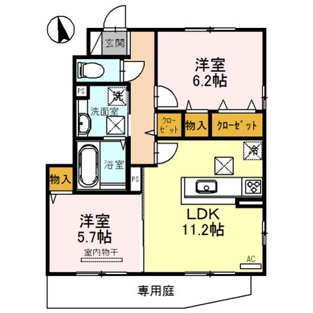 八幡前駅 徒歩19分 1階の物件間取画像